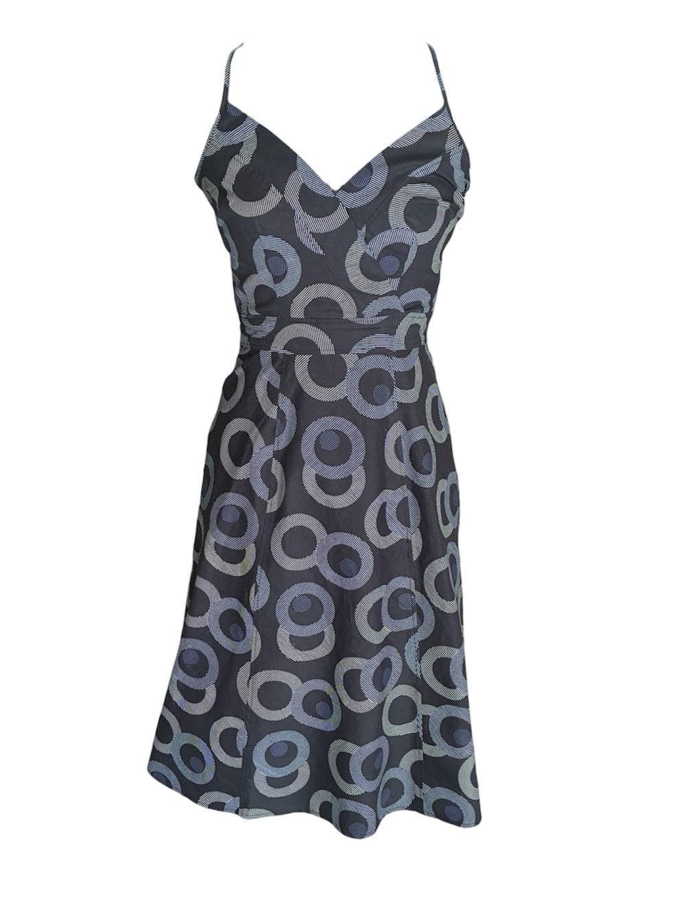 Jacob Navy Blue Circle Print Stretch Cotton Dress Size 1/2